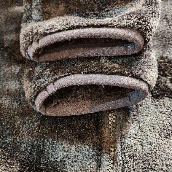 FILA SPORT Black Faux Fur Teddy Bear Jacket Zippered Pockets Full Zip Womens L - Picture 11 of 12